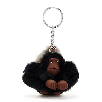 Kipling Mom And Baby Sven Monkey Keychain Accessories Black Tonal | CA 1947QM